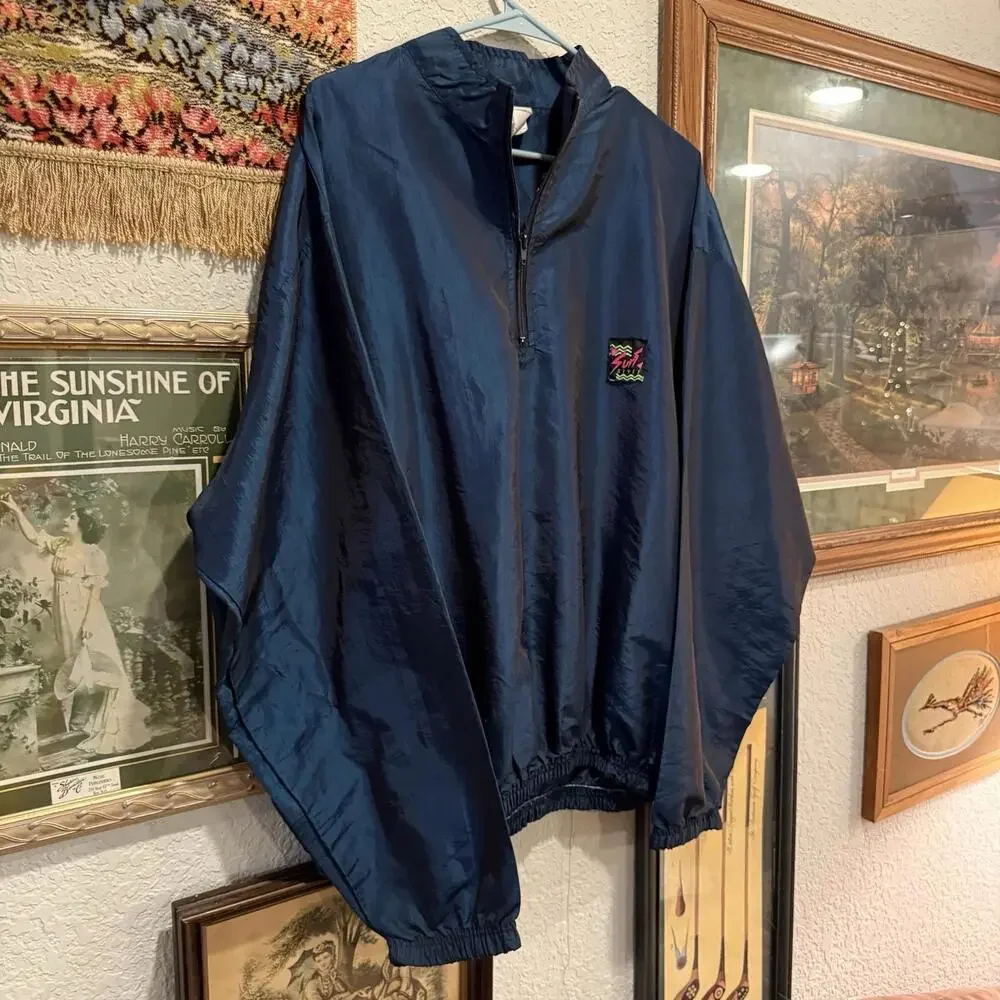Vintage 80s/90s RARE Surf‎ Style Pullover Windbreaker Jacket One Size Blue